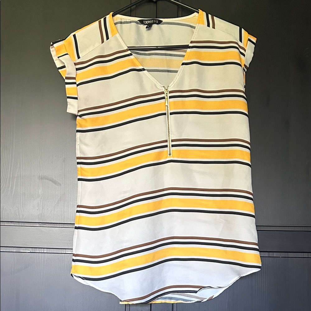 Express Yellow and Brown Striped Blouse
